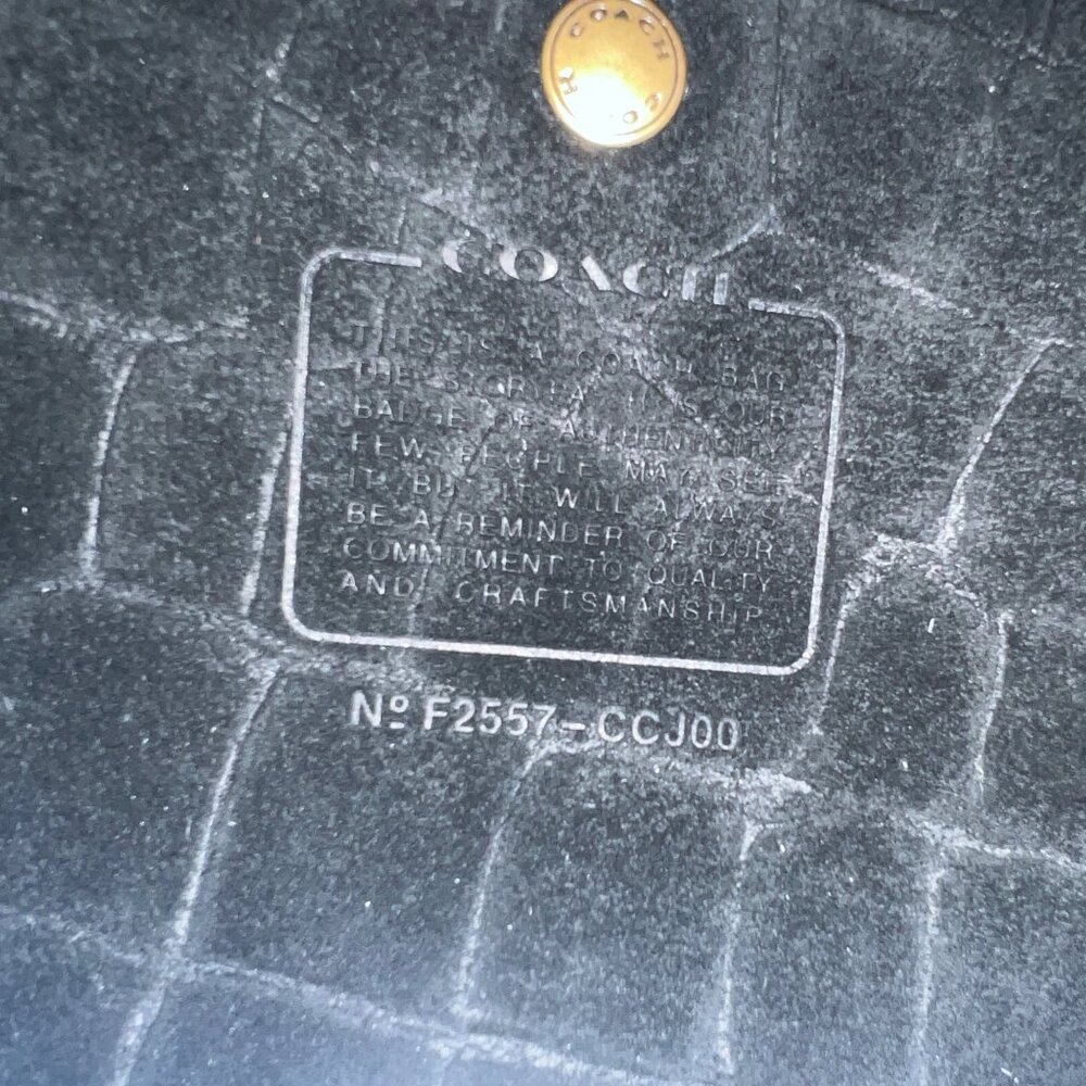 BEAUTIUL COACH Black Croc-Embossed Suede and leather Brooklyn 28 MSRP 395.00 - Picture 7 of 9